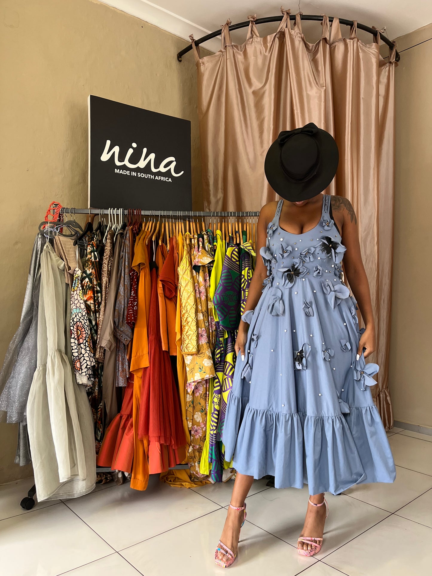 Nina's Floral Drape Dress
