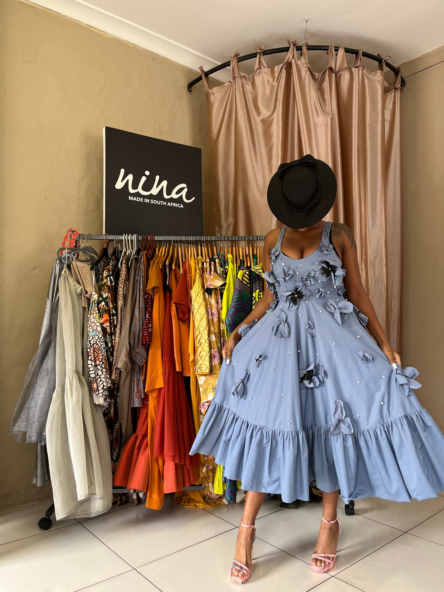 Nina's Floral Drape Dress