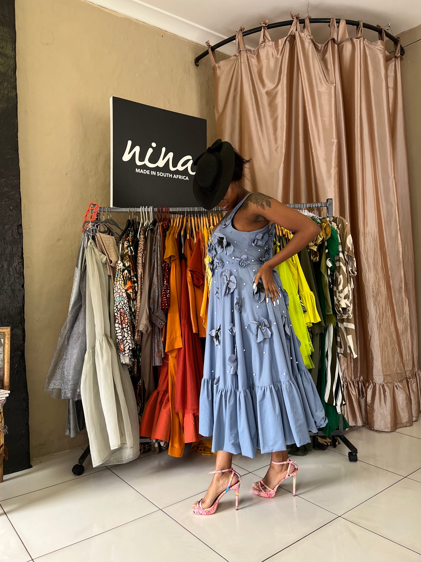 Nina's Floral Drape Dress