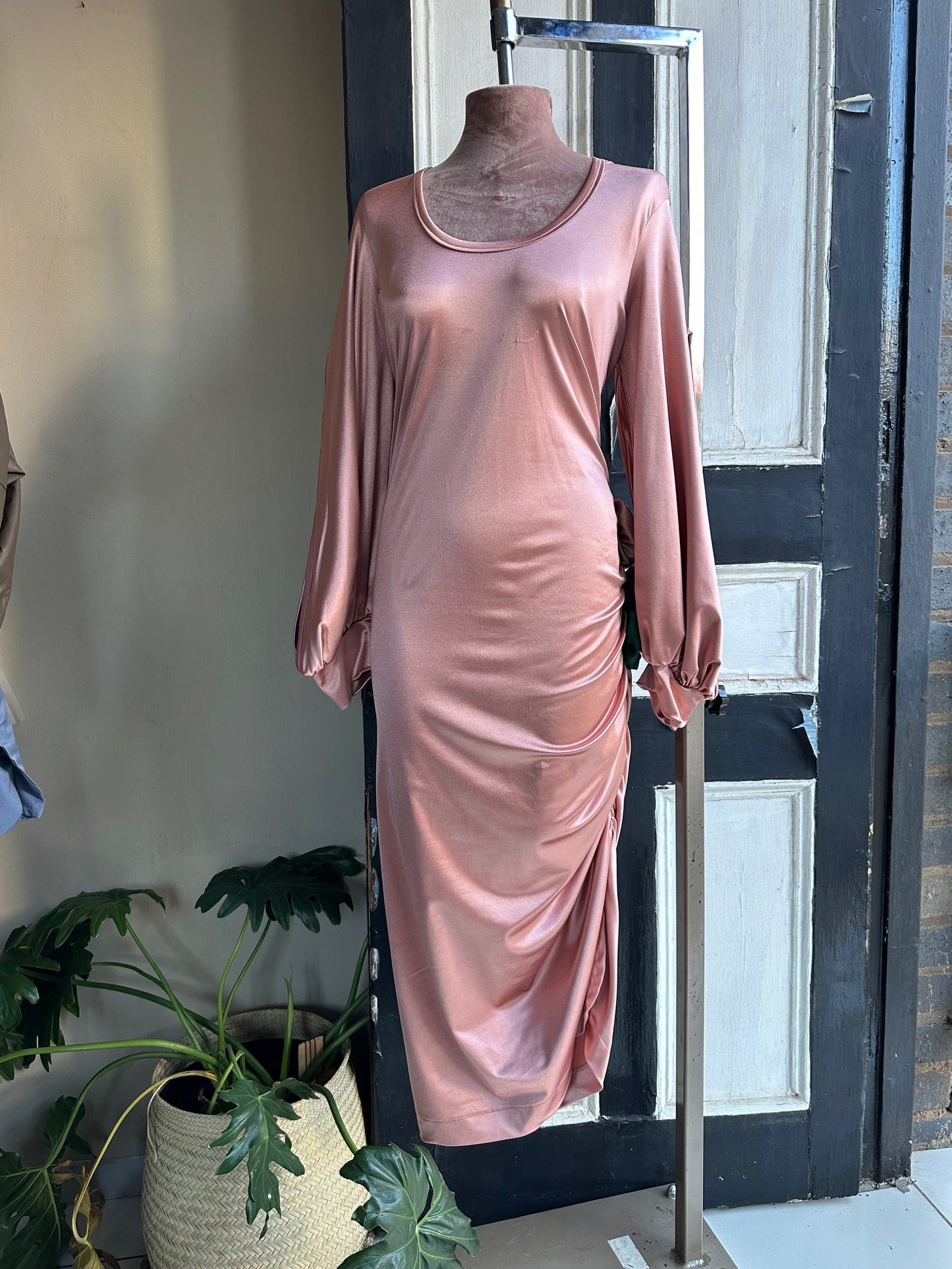 Nina's Rosé Luxe Ruched Dress