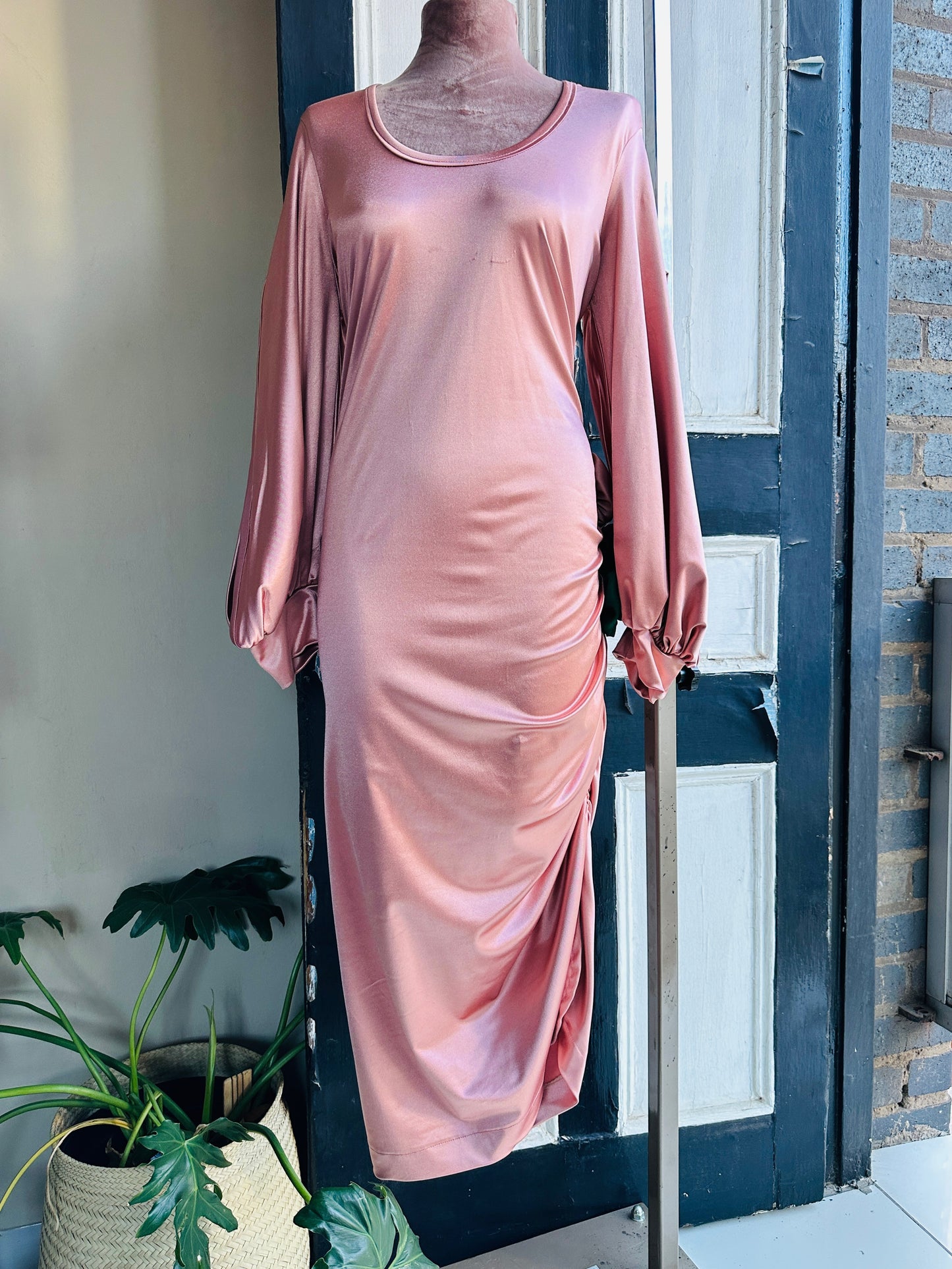 Nina's Rosé Luxe Ruched Dress