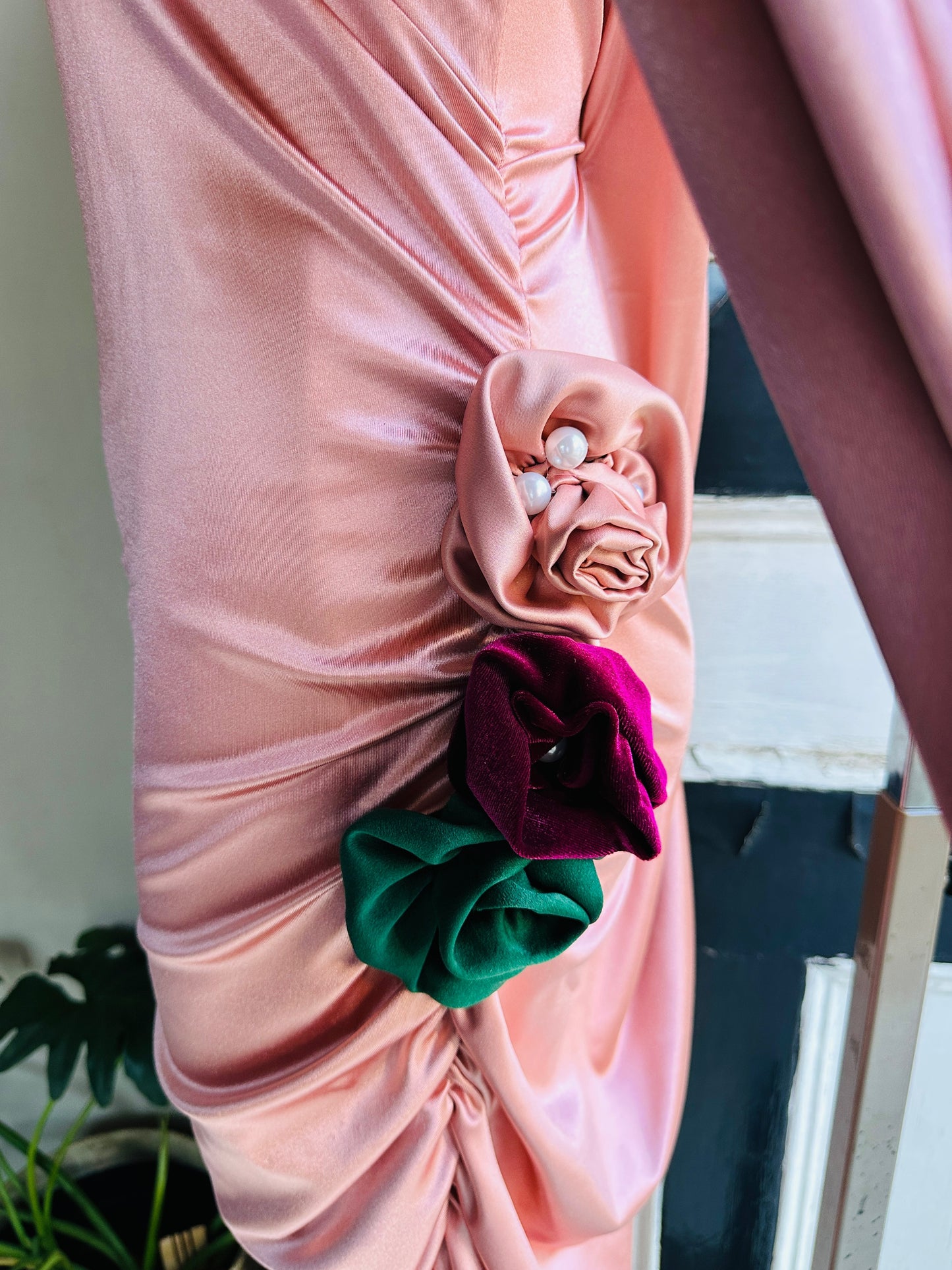 Nina's Rosé Luxe Ruched Dress