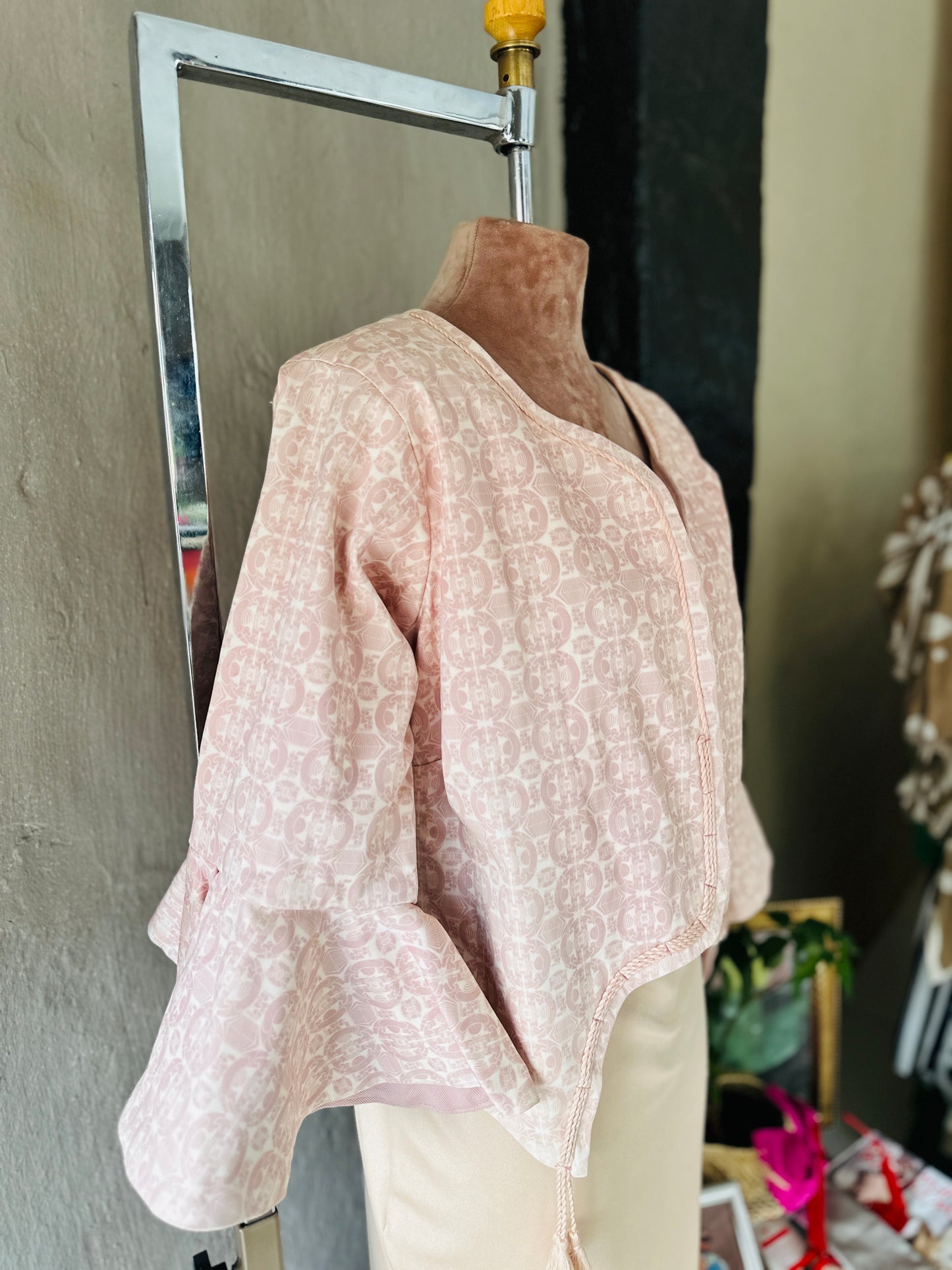 Nina's Blush Textured Flare-Sleeve Jacket
