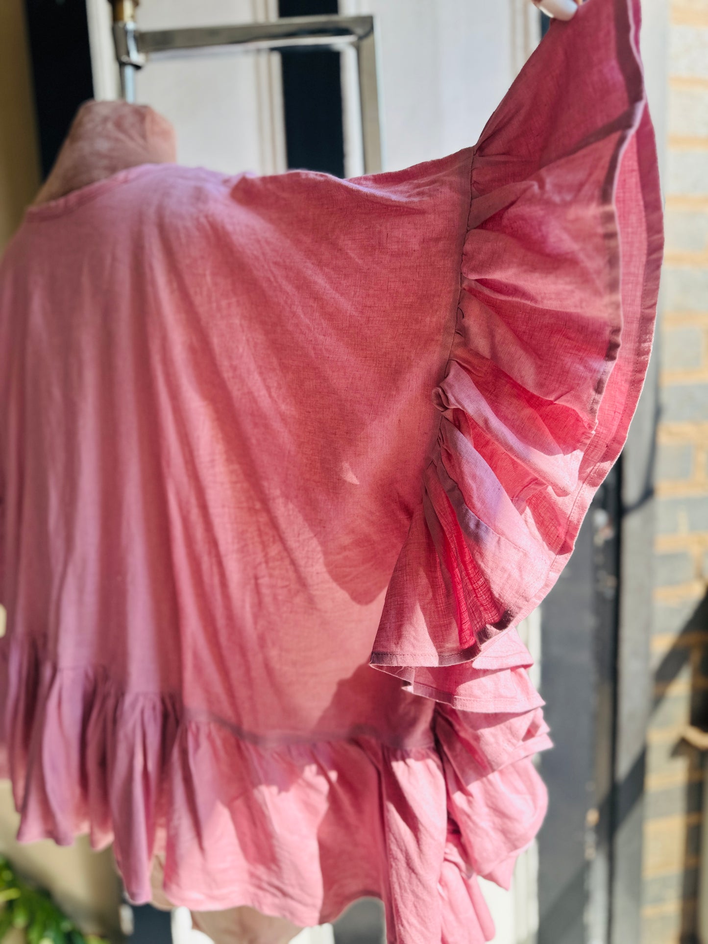 Nina's Ruffled Rose Oversized Top