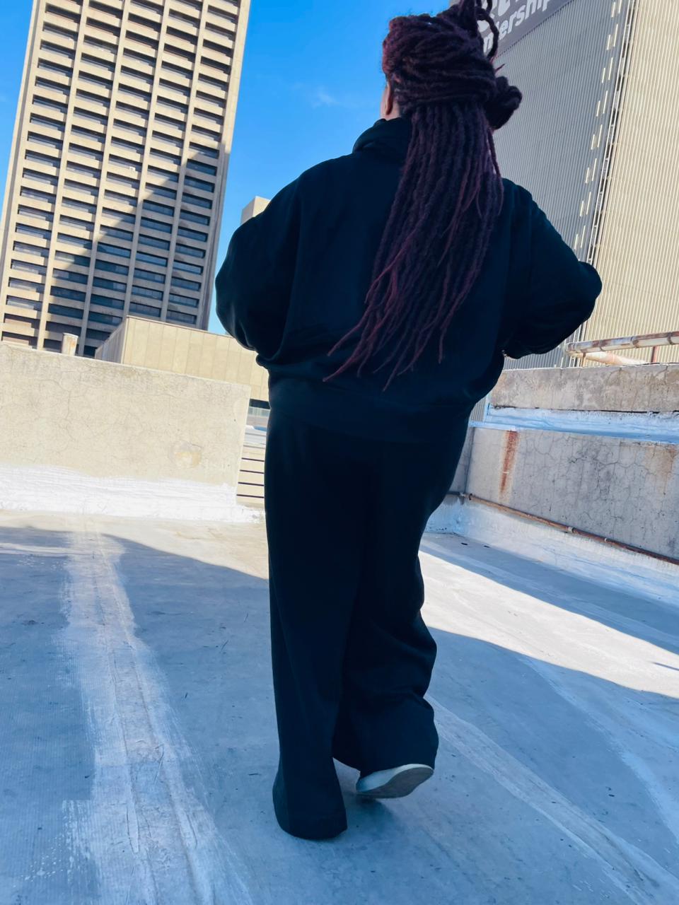 Luxe Wide-Leg Zip Tracksuit – Black