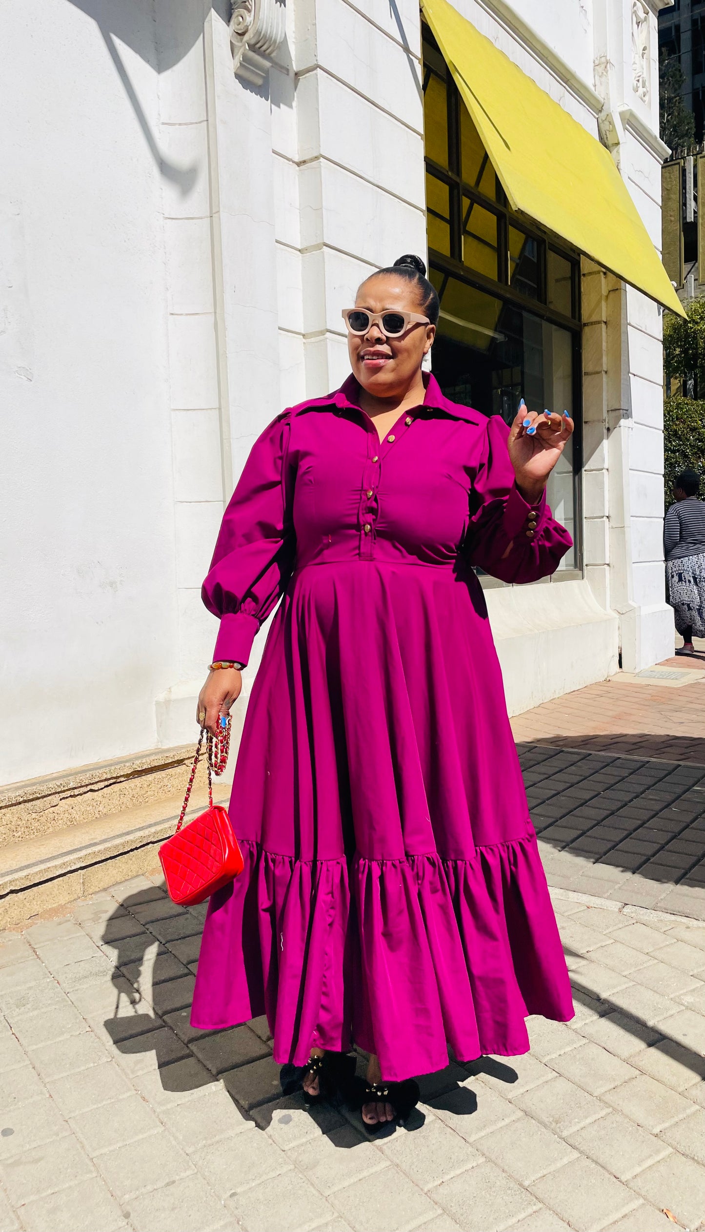 Nina's Regal Volume Shirt Dress – Olive Grace