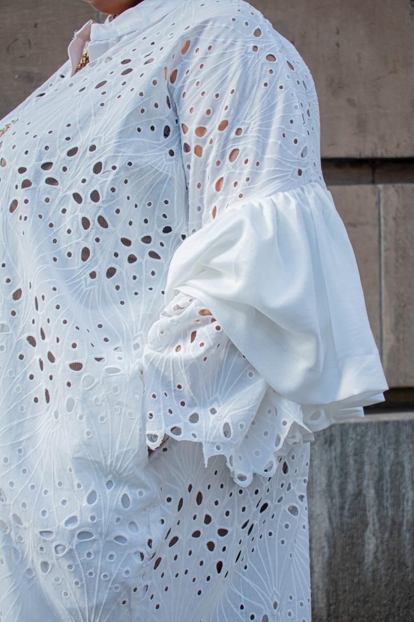 Nina Luxe Eyelet Embroidered Dress