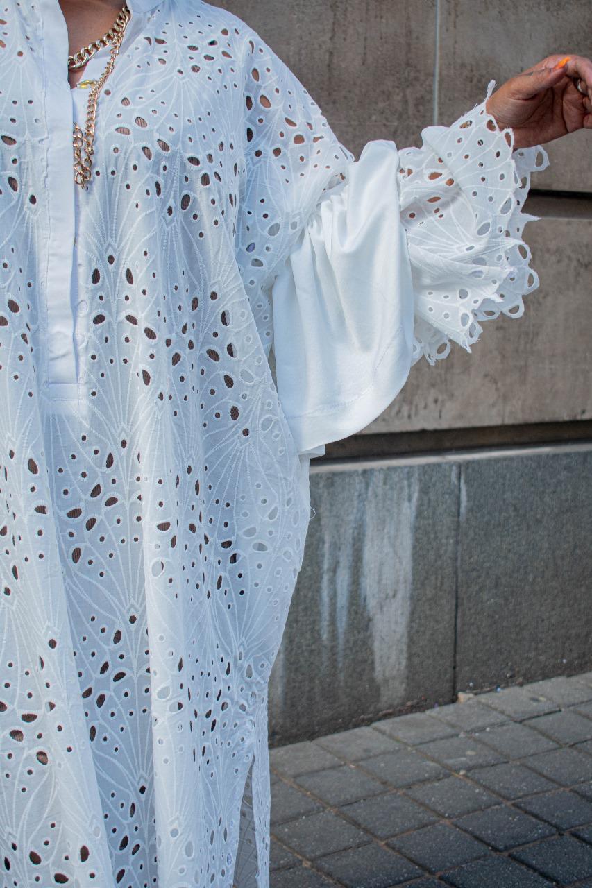 Nina Luxe Eyelet Embroidered Dress
